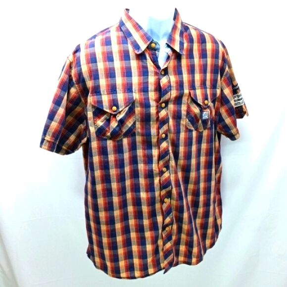 Akoo Brand Men's Short-Sleeved Button-Down Shirt Plaid Pattern XL Streetwear.... - Picture 5 of 14